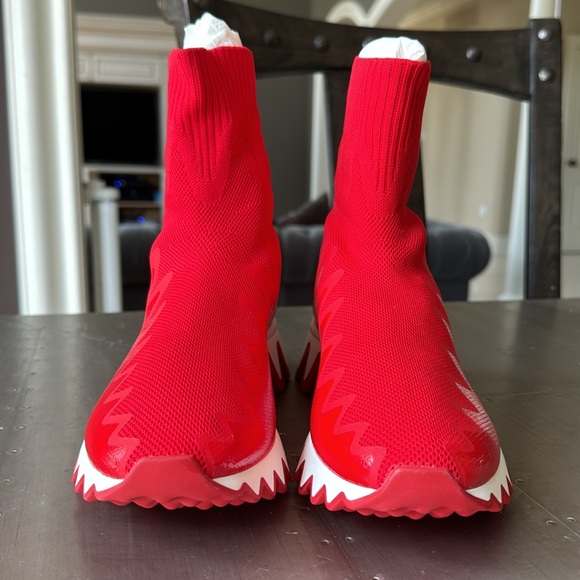 Christian Louboutin sharky sock flat sneaker shark sole red loubi sz 36.5 - Picture 3 of 11